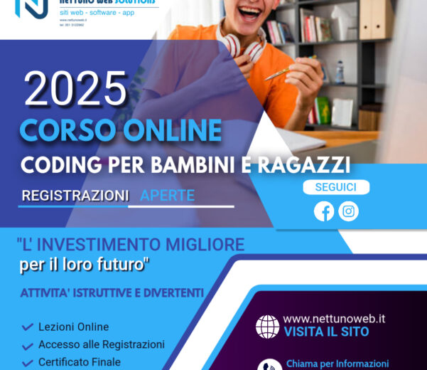 Volantino Corso 2025 Coding Online per Bambini e Ragazzi